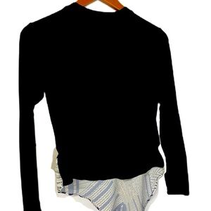 Ermanna Woman's Black Sweater Top Asymmetric Pattern Sz 36 business work ltwght